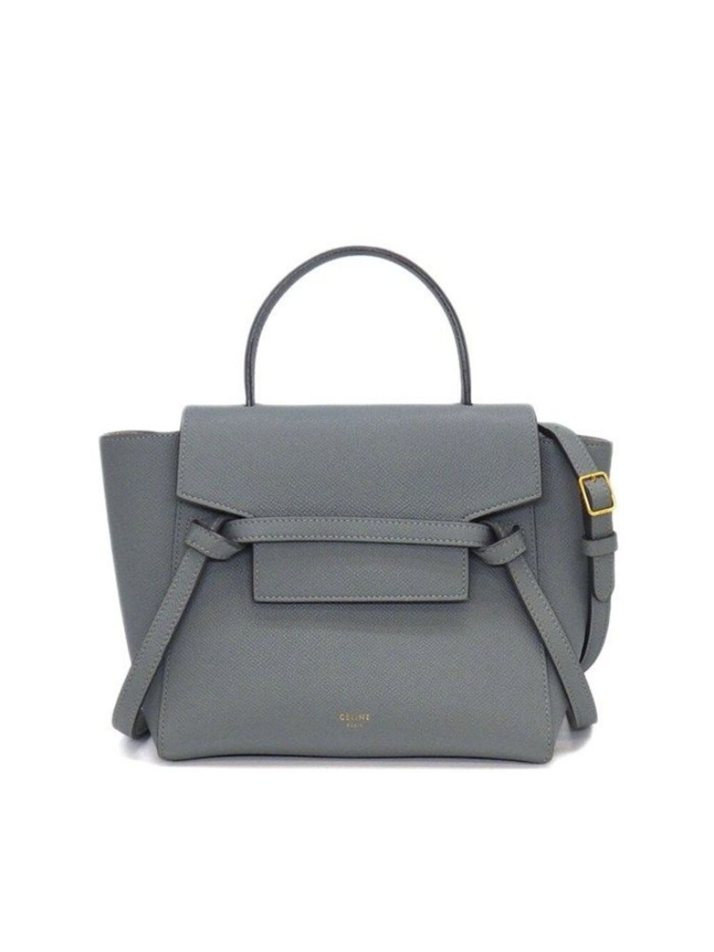 Celine Handle Shoulder Bag Nano Blue Gray Calfskin Gold